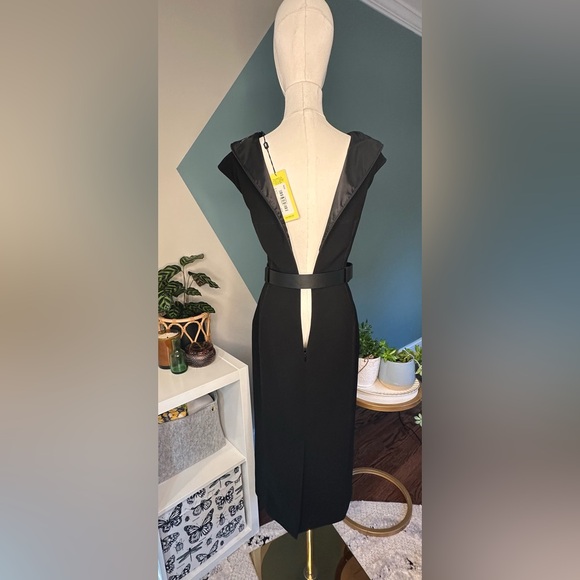 NEW Karen Millen Black Sweetheart Neckline Midi length Dress New with Tags Sz 12 - Picture 12 of 15